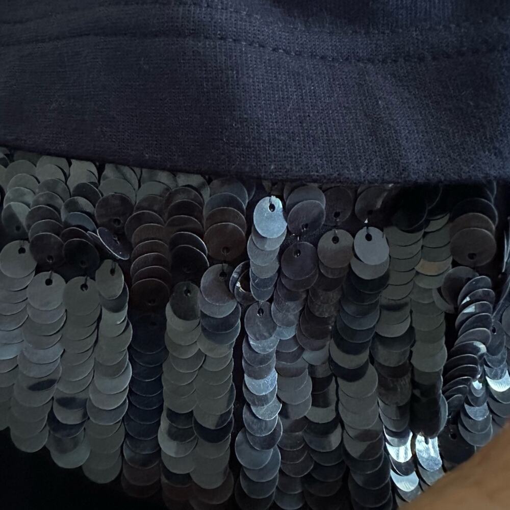 J. Crew Sequin Hem Navy Blue Sweatshirt Preppy Glam Twee Sporty Prep XS - Picture 4 of 6